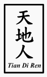 Chinese characters for the words tian di ren