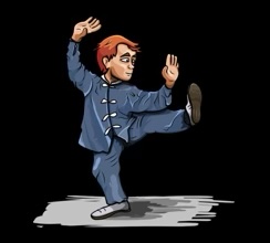 Animation of a man doing tai chi.