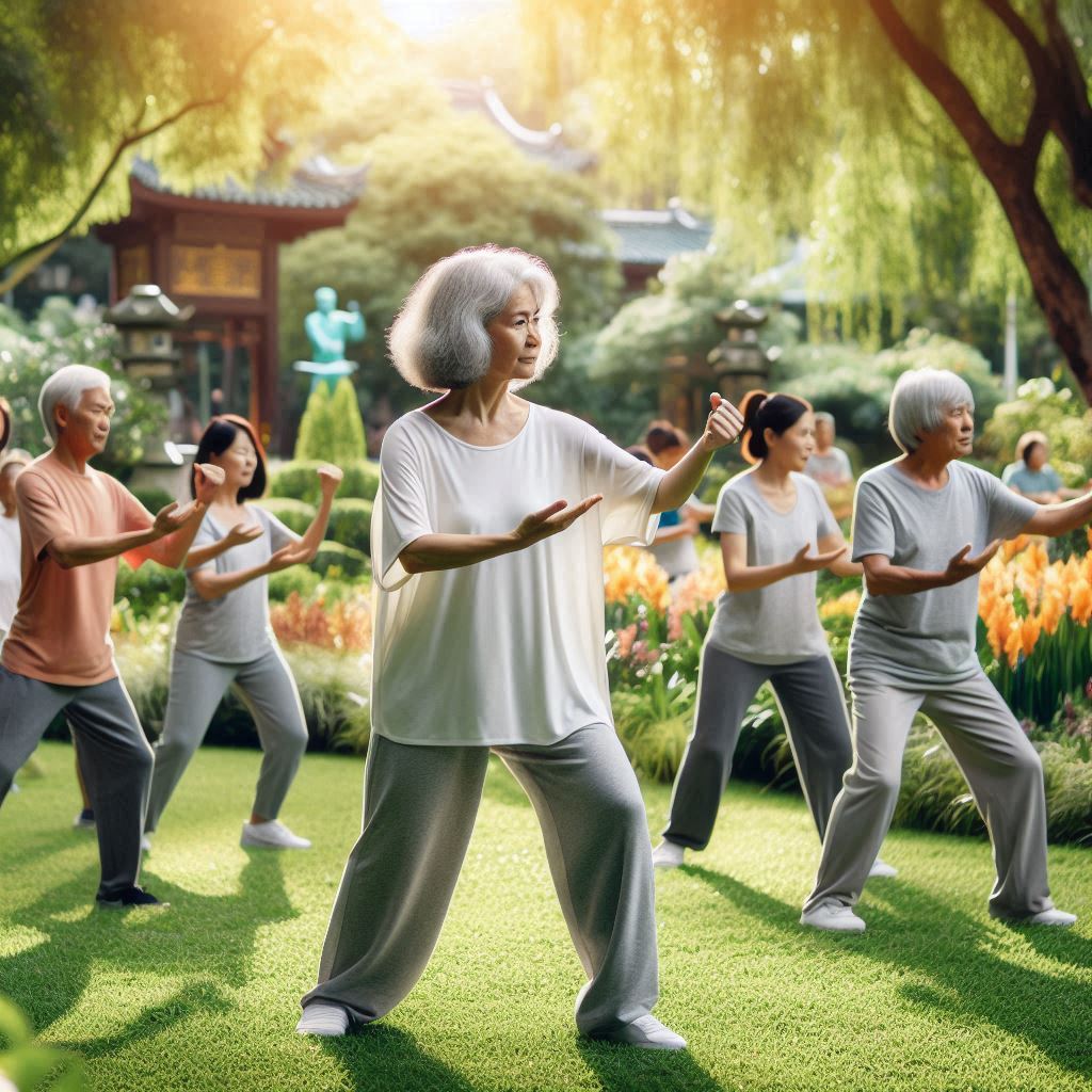 group of people practicing tai chi chuan