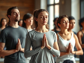 people practicing standing meditation