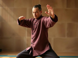 Practitioner in a tai chi qigong pose