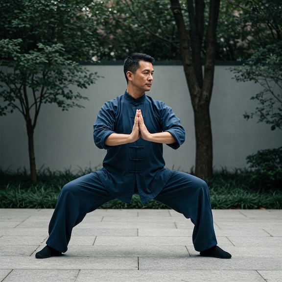 Male practitioner in a qigong stance