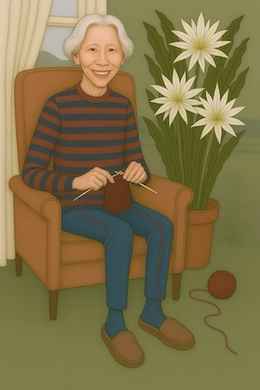 Practice mindfulness through knitting: rhythmic motion, detachment from overthinking, and focused yet relaxed discipline