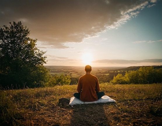 A man sitting in meditation