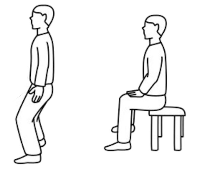 Illustration of two different postures for the qigong horse stance.