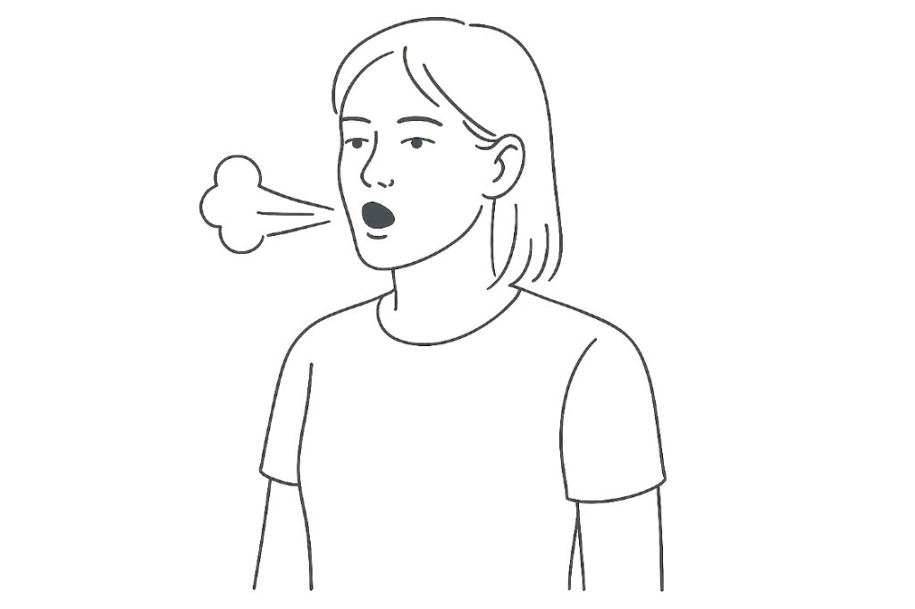 Illustration of a female practitioner demonstrating Serenity Breath Qigong for calming energy