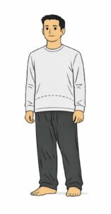 A standing figure facing forward with arms relaxed at the sides in a neutral posture.